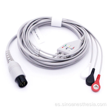 Cable de ECG de 3 derivaciones con broche para paciente